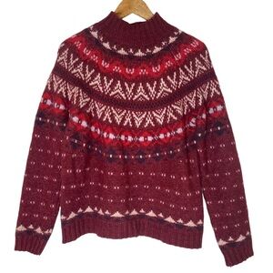American Eagle Outfitters Red and White Patterned Sweater